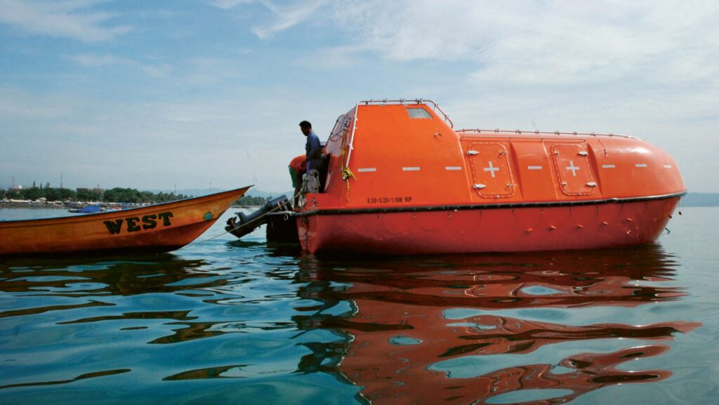 An empty Australian lifeboat is docked at Pangandaran Bay, Java Island, Indonesia, after being turned back by the Australian Navy while carrying asylum seekers, 8 February 2014