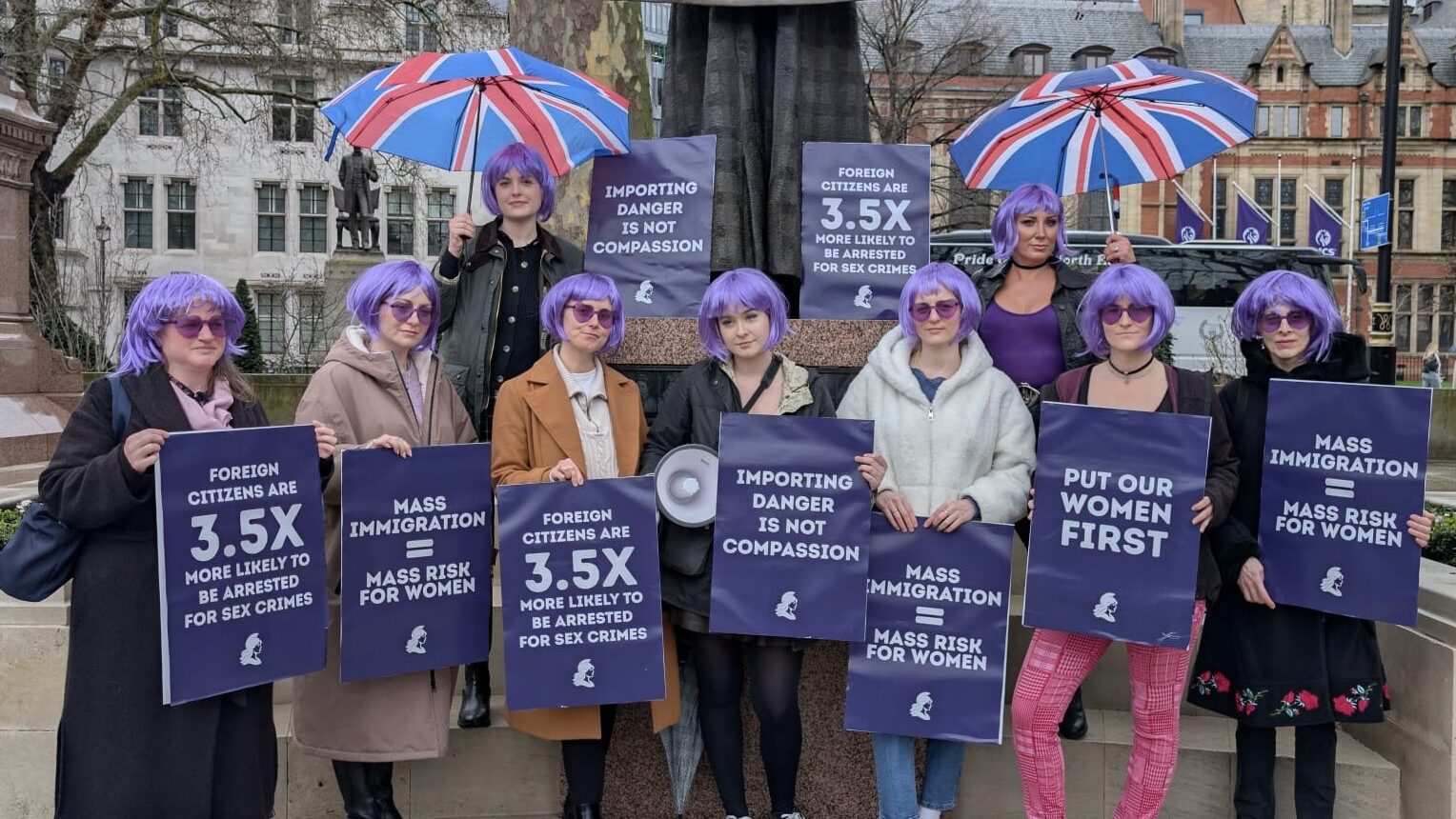 UK Women’s Rights Group Protests Migrant Violence Dressed Up as Viral Amelia Meme