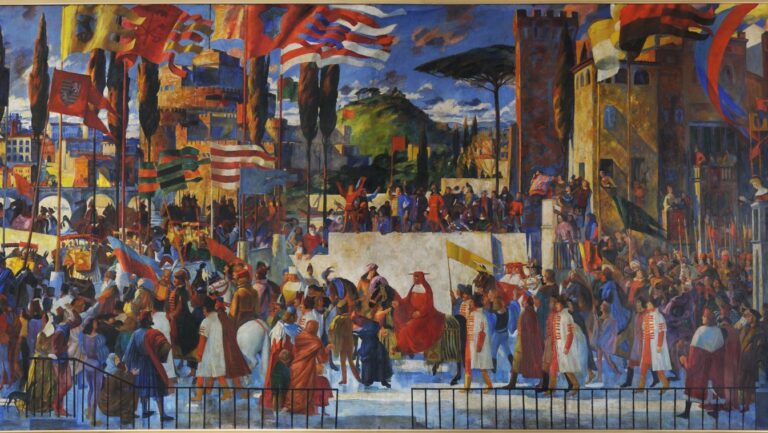 Tamás Bakócz’s Entry into Rome by Ernő Jeges (1933–1934). Saint Adalbert Centre, Esztergom