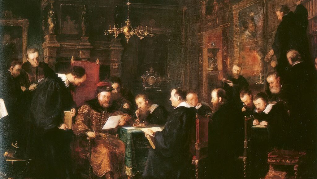 Gábor Bethlen and the Transylvanian Regal Council by Viktor Madarász (1870)
